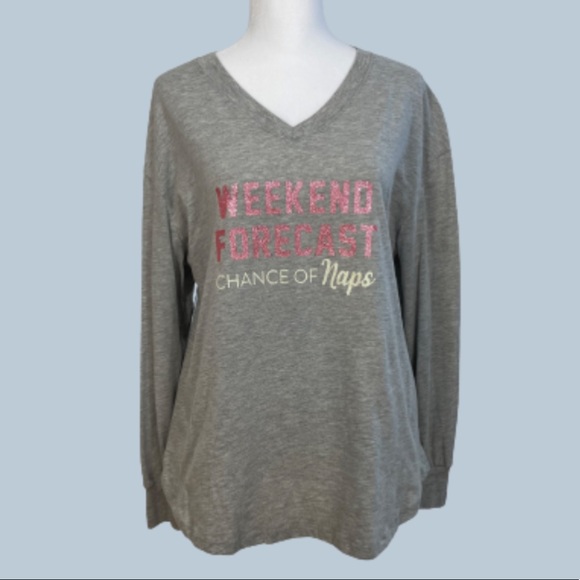 Secret Treasures Weekend Forecast Chance of Naps Women’s Long Sleeve Shirt M8-10 - Picture 1 of 6